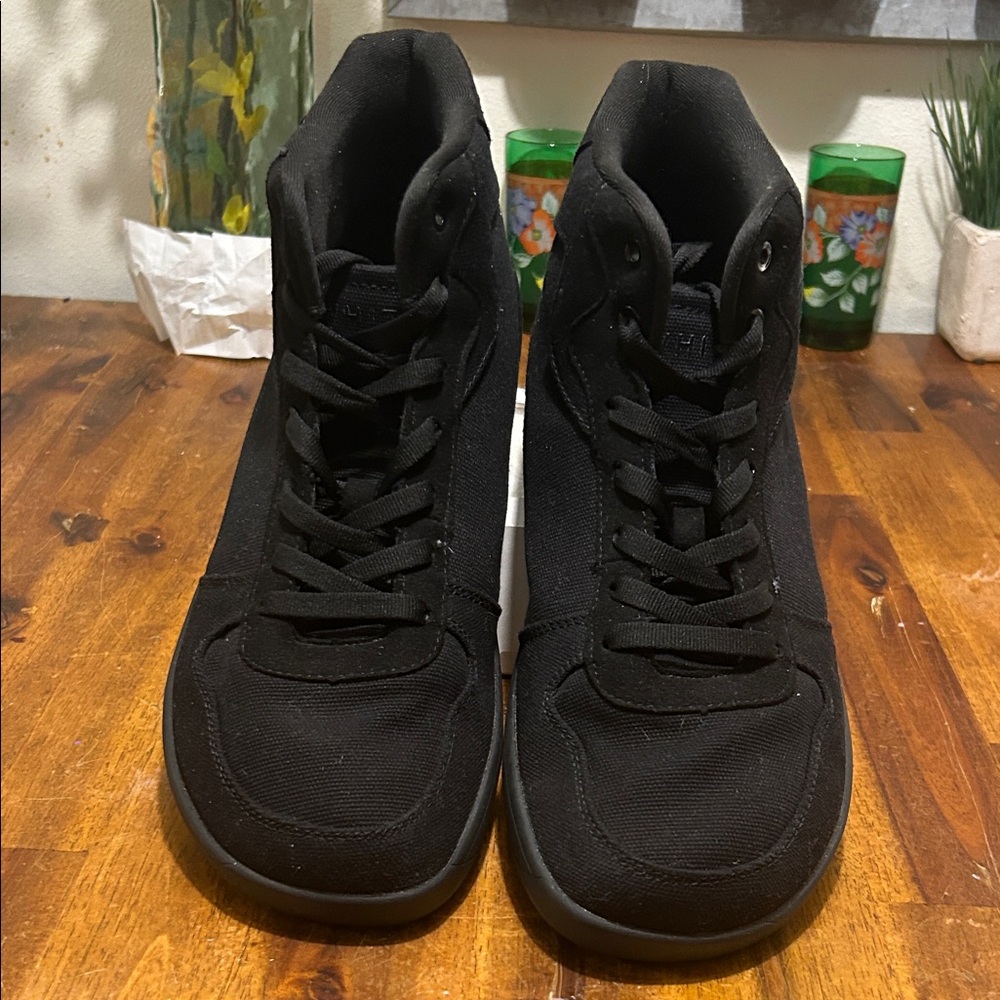 Whitin Men's Black Canvas High-Top Wide Toe Box + Zero Drop Sole Sneakers..45